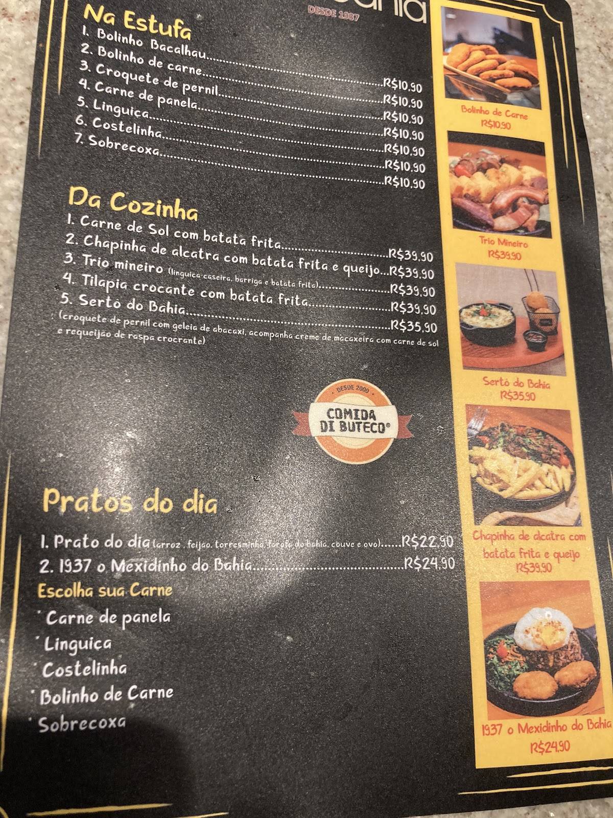 Café Bahia cardápio