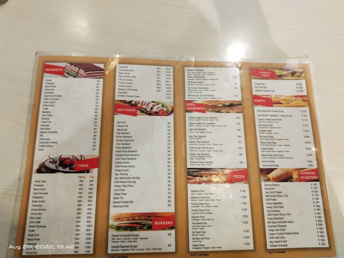 Bake Hub menu
