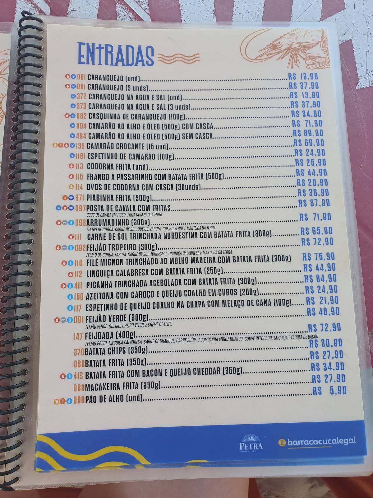 Barraca Cuca Legal cardápio