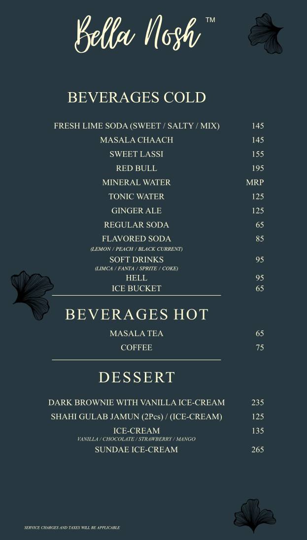 Bella Nosh Cafe & Lounge menu