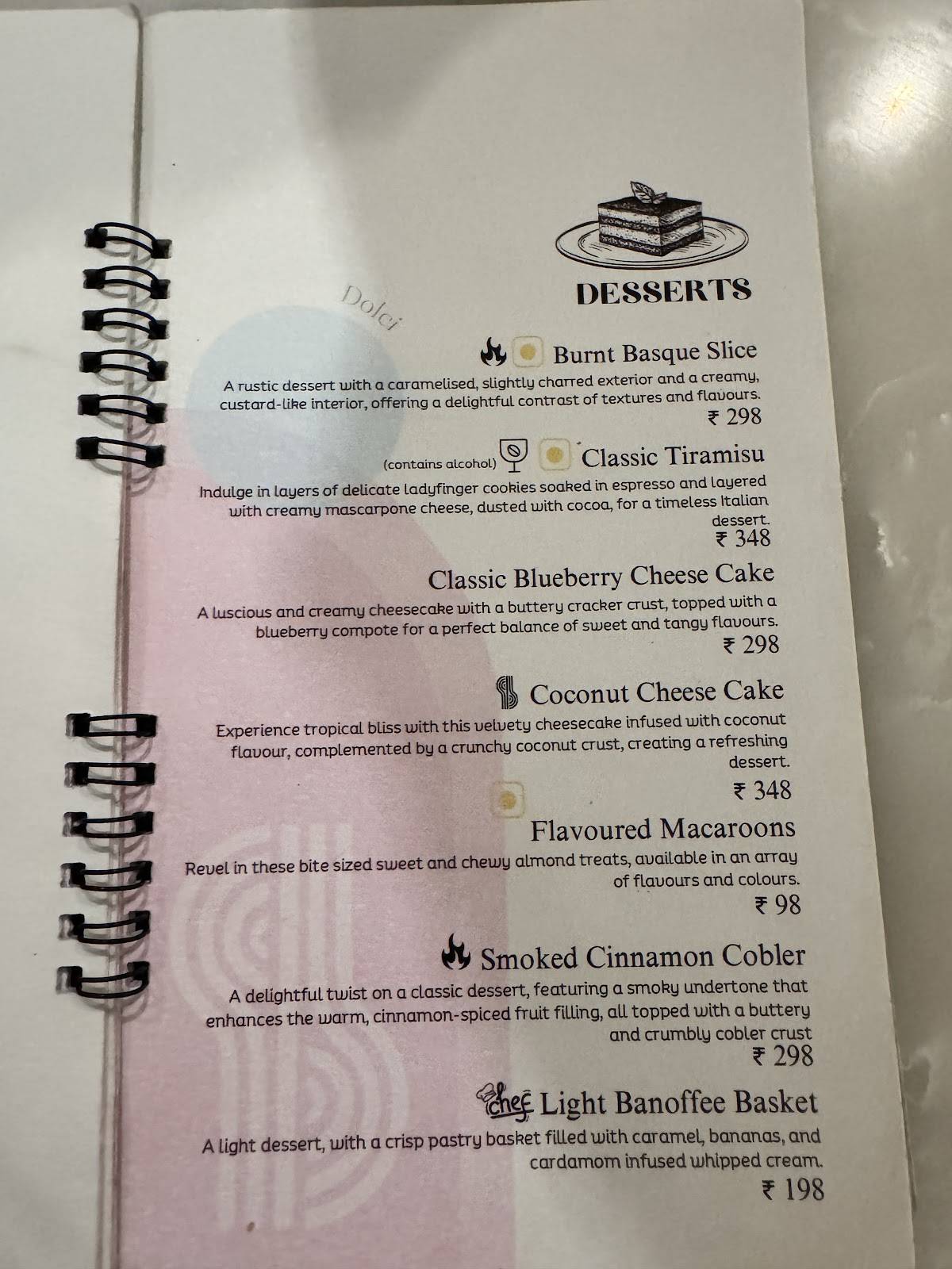 Bellissimo Home Cafe menu