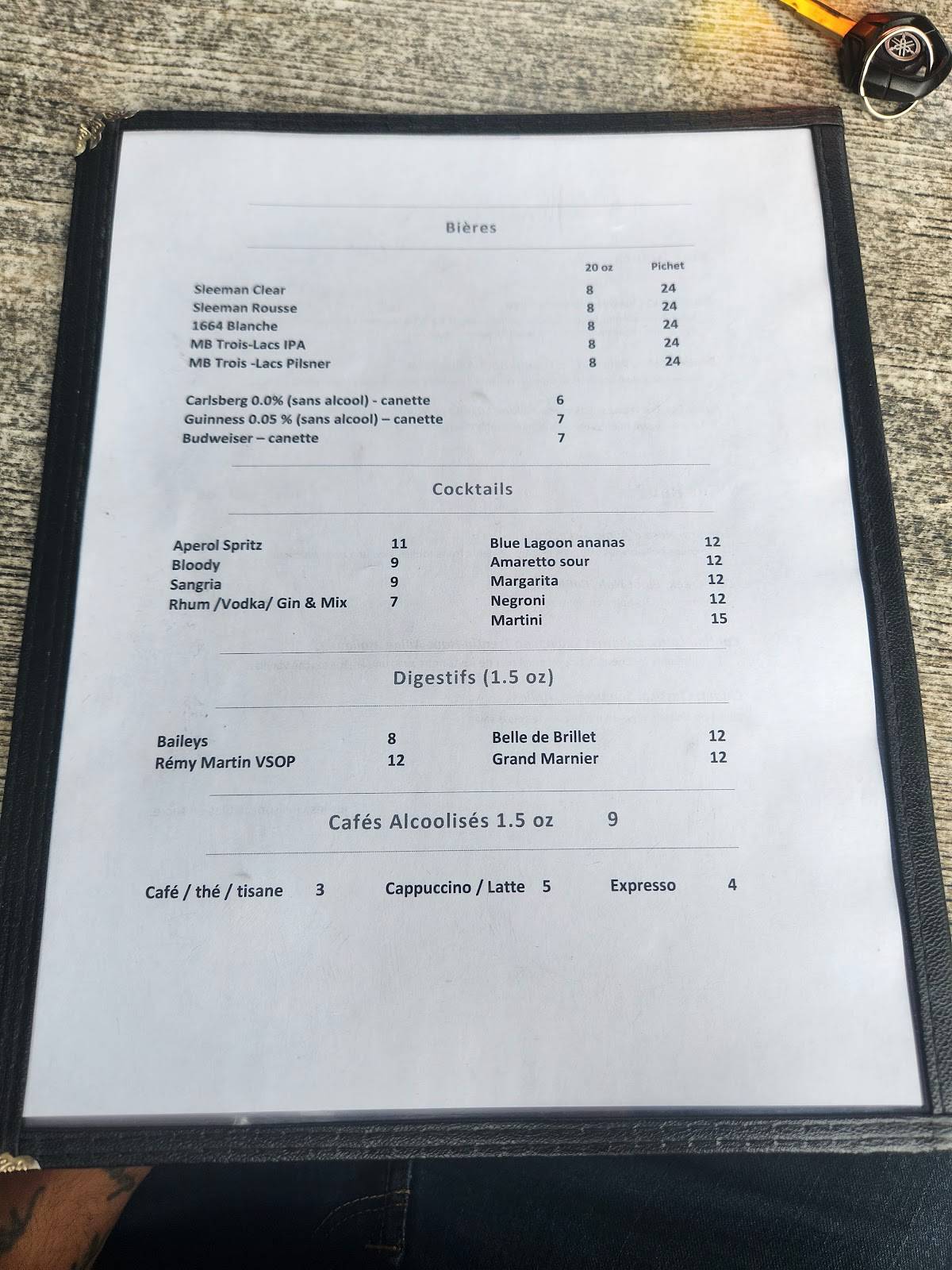 Menu de Bistro Loge 95