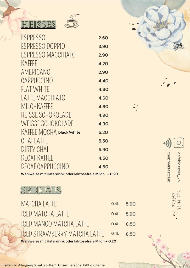 Menu de Café Bloggers
