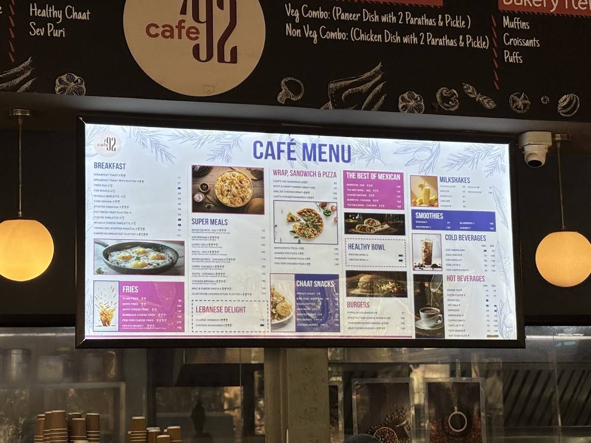 Cafe 92 menu
