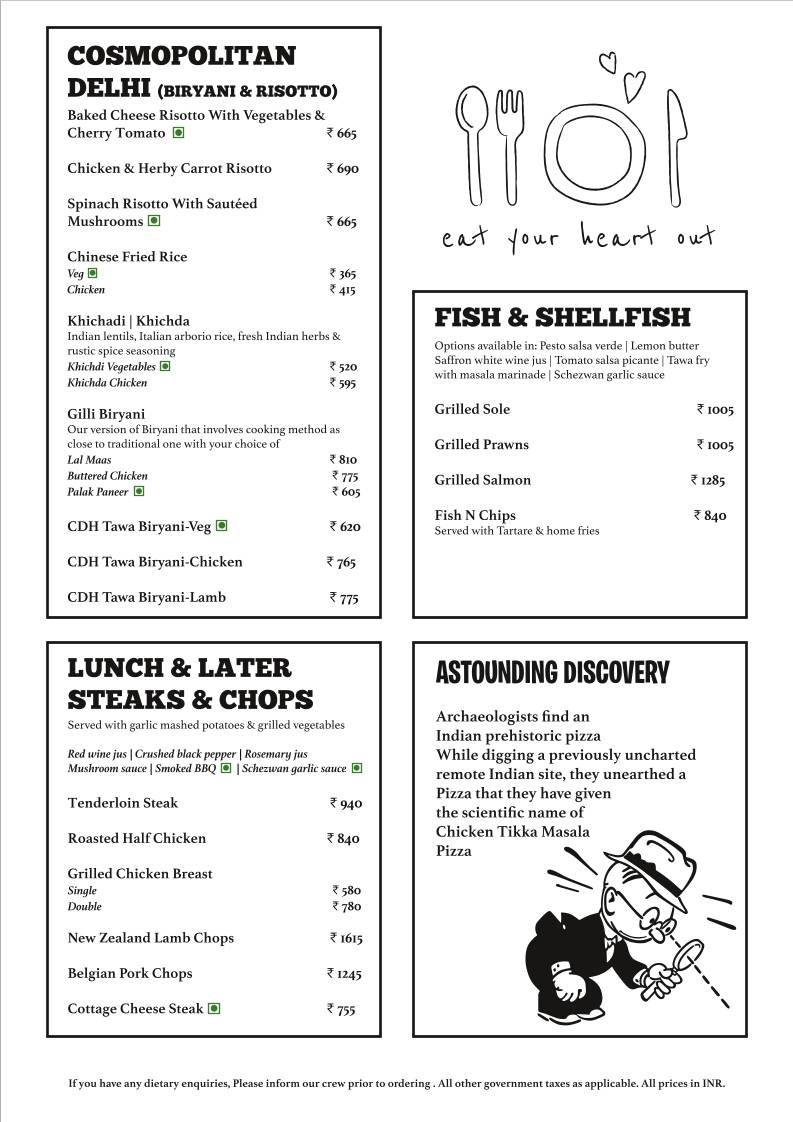 Cafe Delhi Heights menu