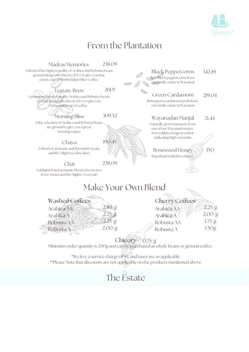 Cafe Muziris menu