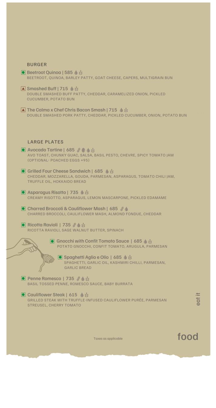 Cafe Calma menu