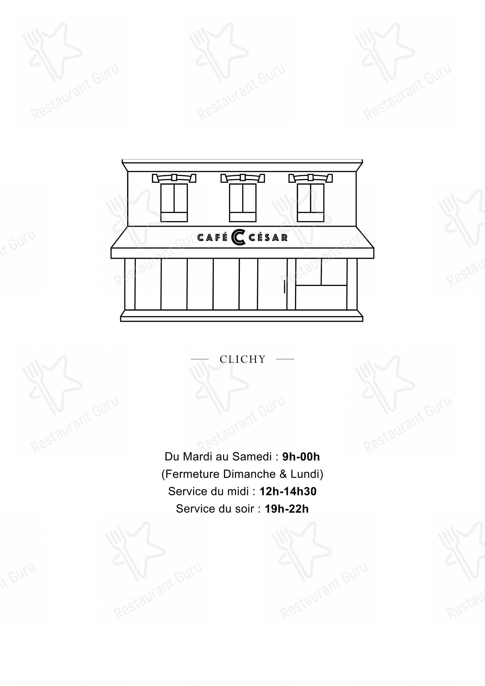 Ночное меню pour Café César restaurant