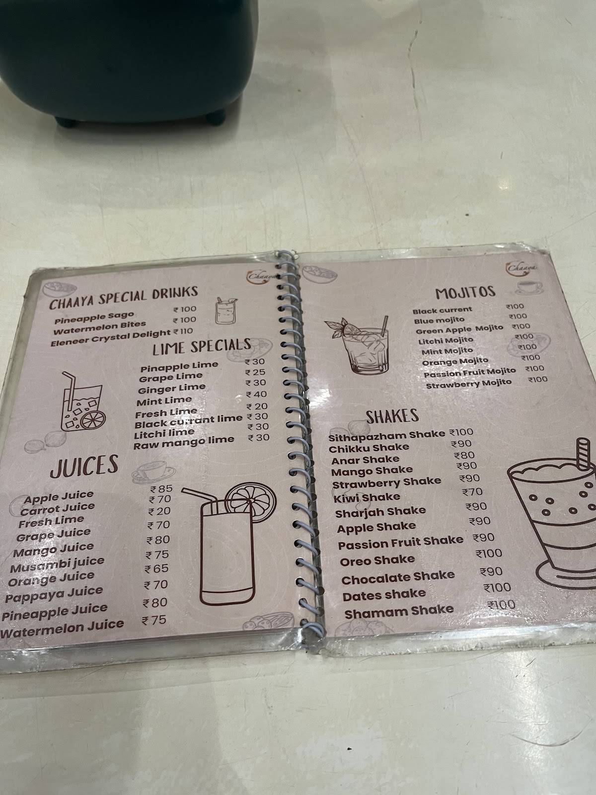 Chaaya menu