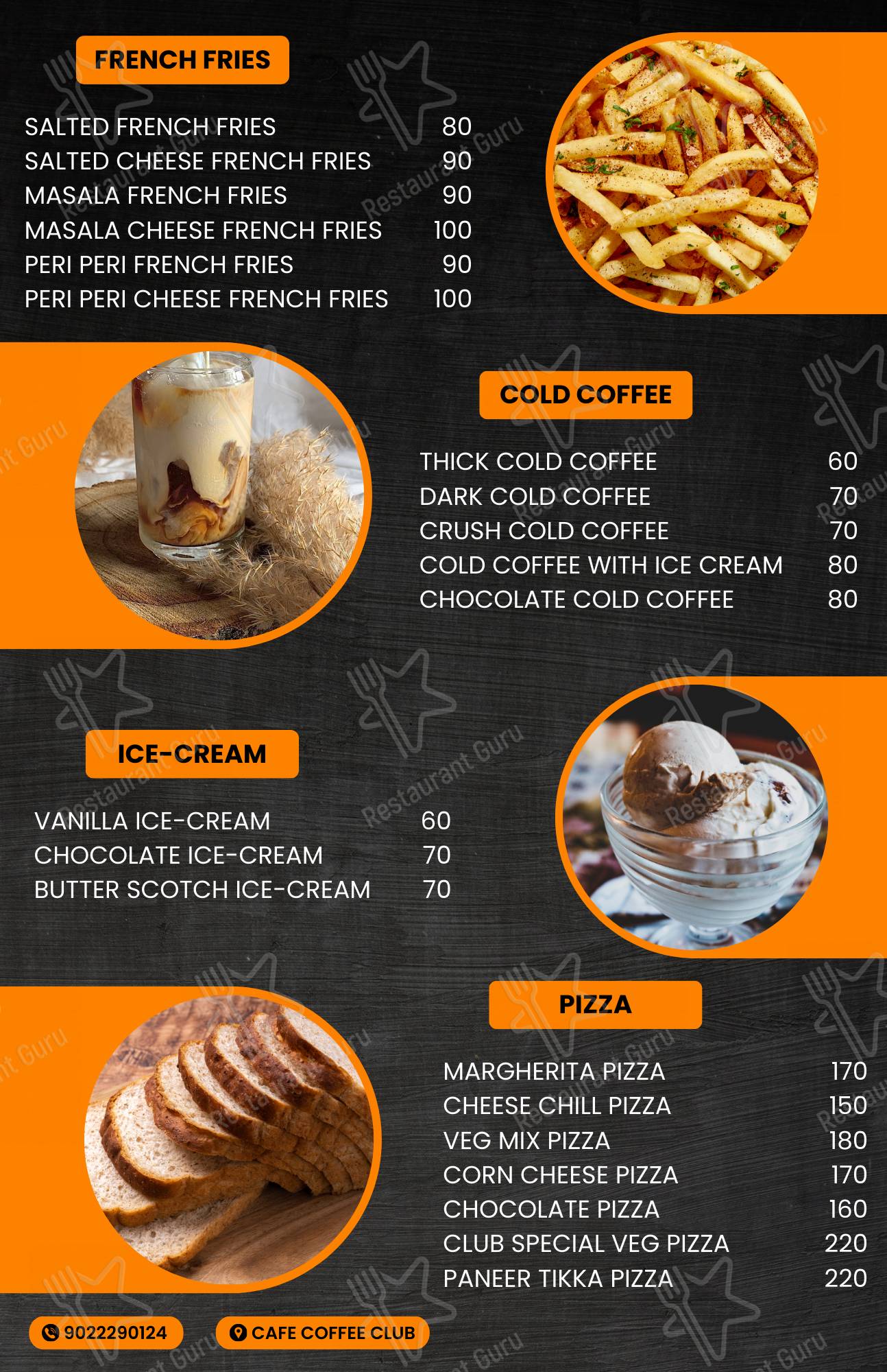 Cafe Coffee Club menu - dishes and beverages
