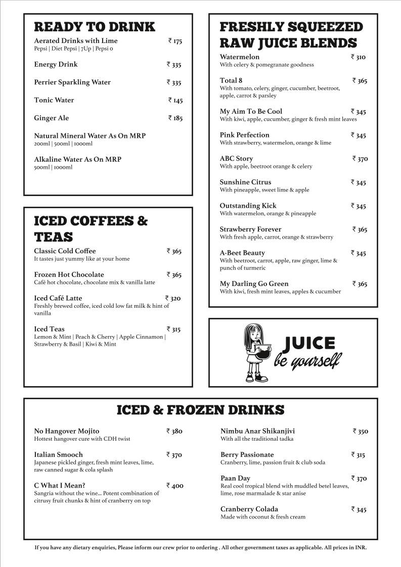 Cafe Delhi Heights menu