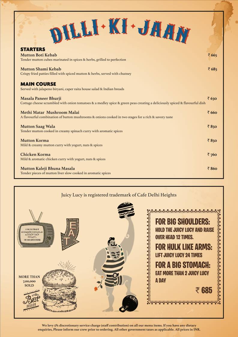 Cafe Delhi Heights menu