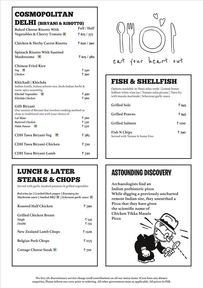 Cafe Delhi Heights menu