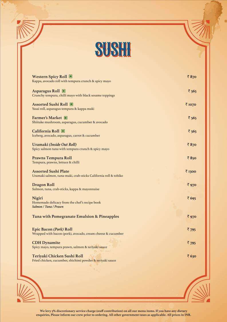 Cafe Delhi Heights menu
