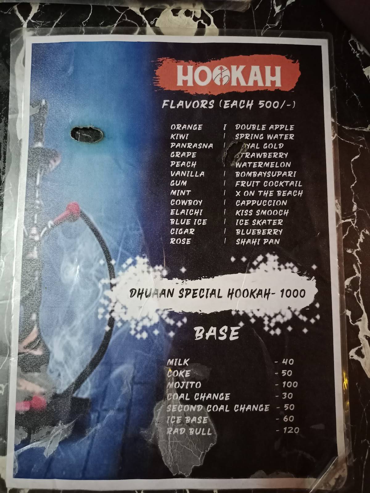 Dhuaan Cafe and Restaurant menu