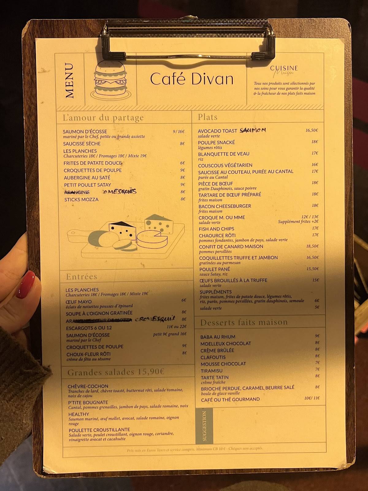 Menu de Café Divan