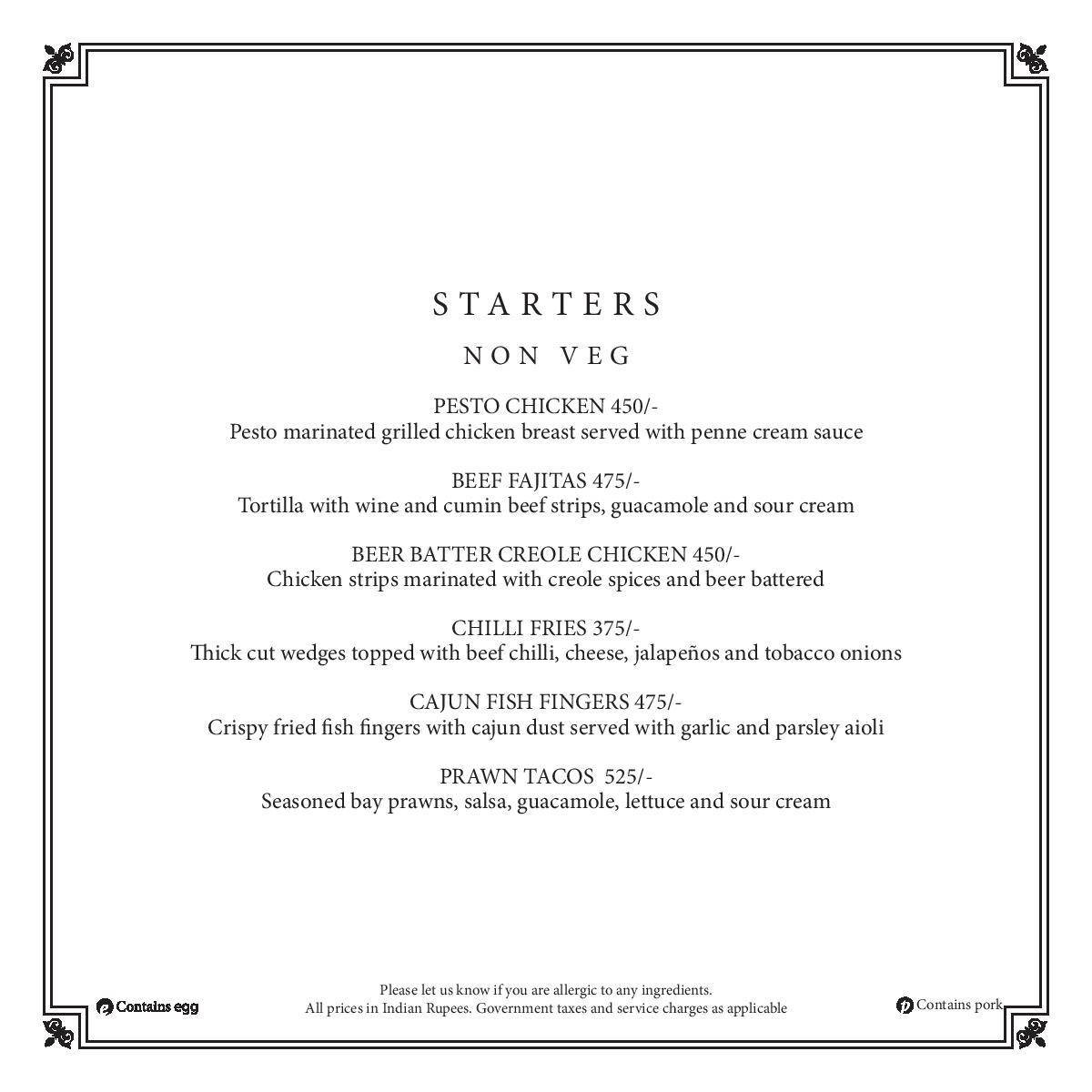 Down Sterling - Restaurant & Lounge Bar menu