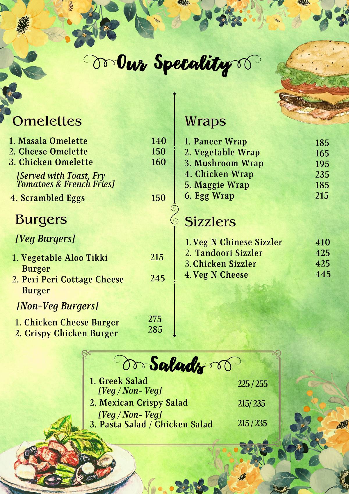 Flavours Cafe & Bakery menu