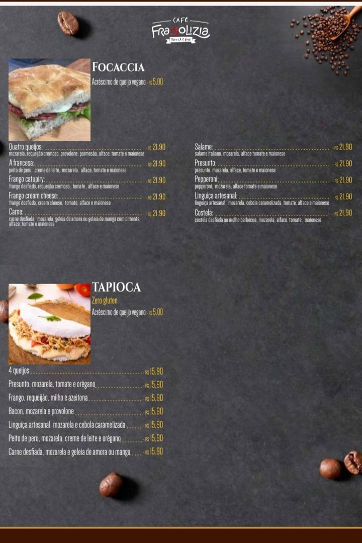 Café Fragolizia cardápio