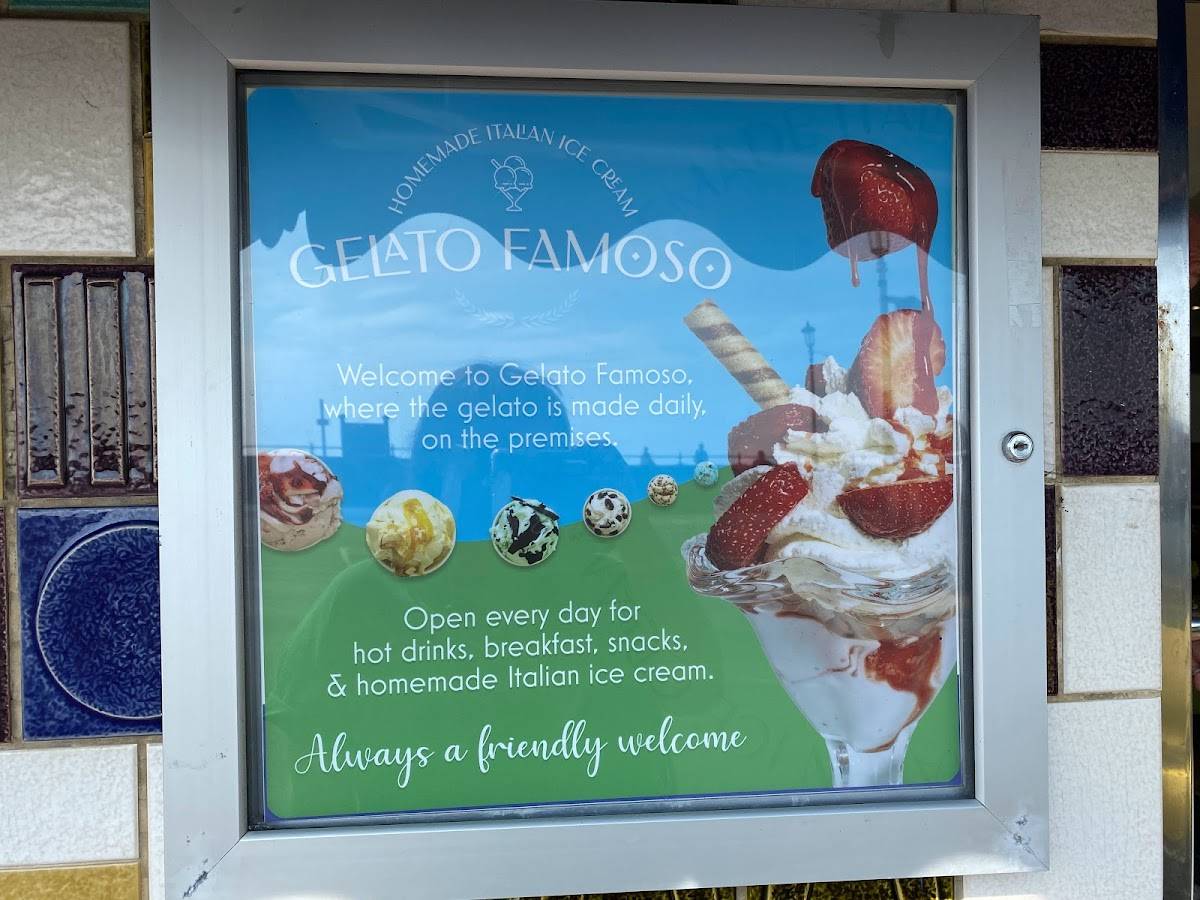 Menu at Gelato Famoso Ice Cream Parlour cafe, Eastbourne