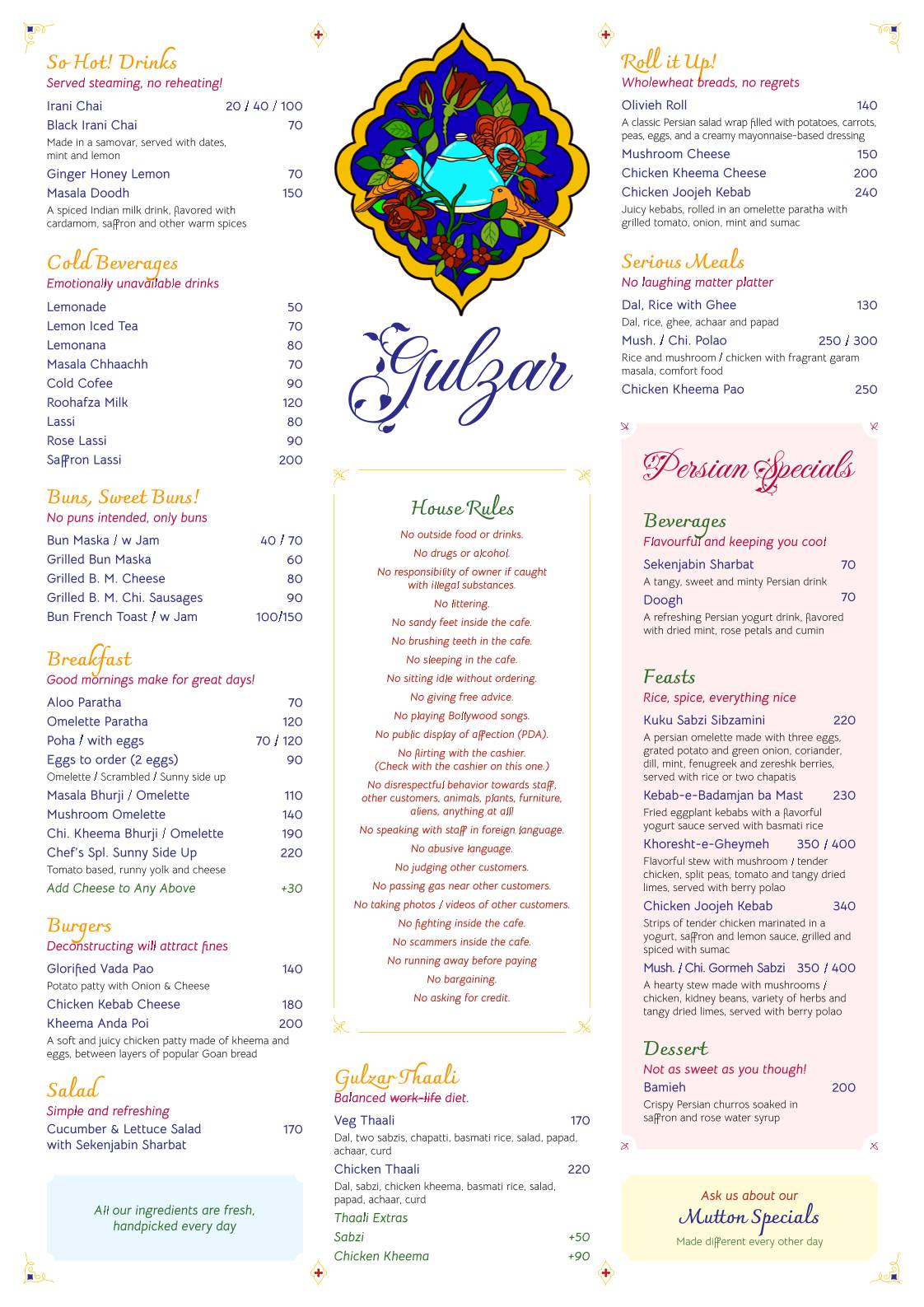 Gulzar menu