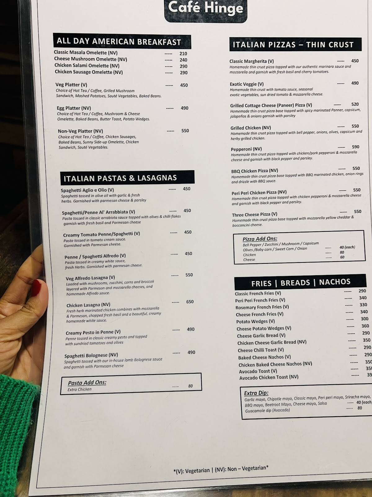 Cafe Hinge menu