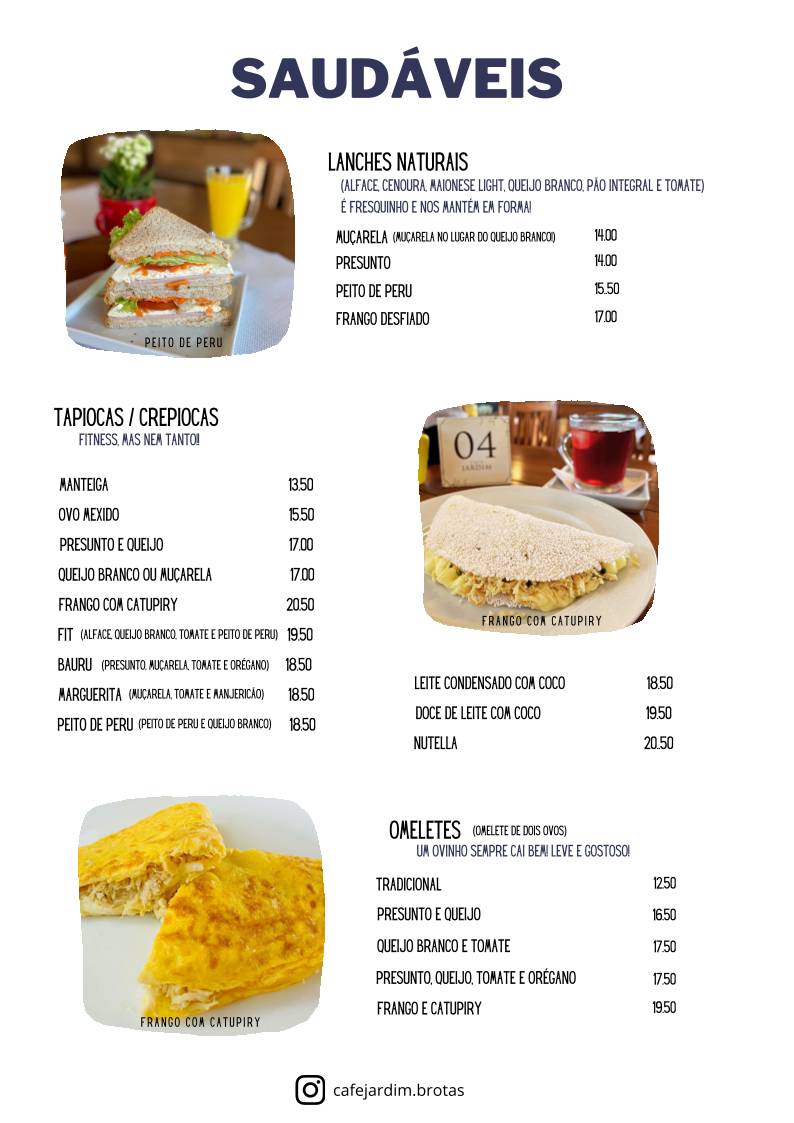 Café Jardim cardápio