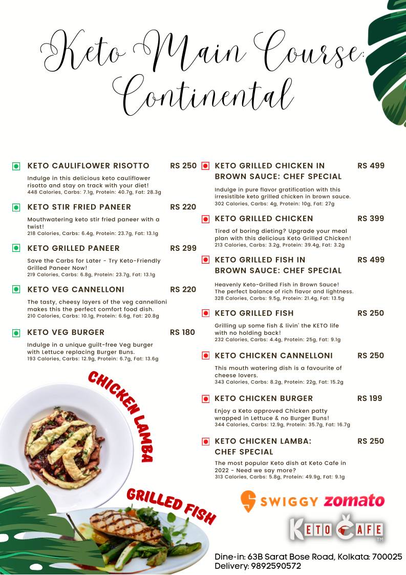 KETO CAFE menu