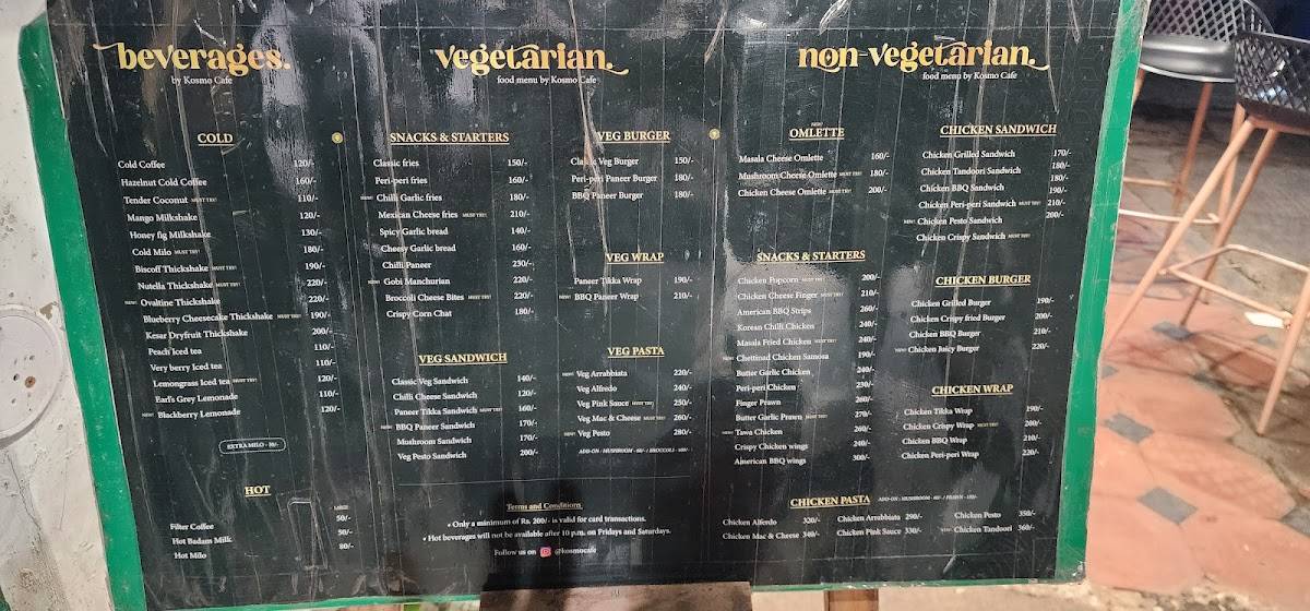 Kosmo cafe menu