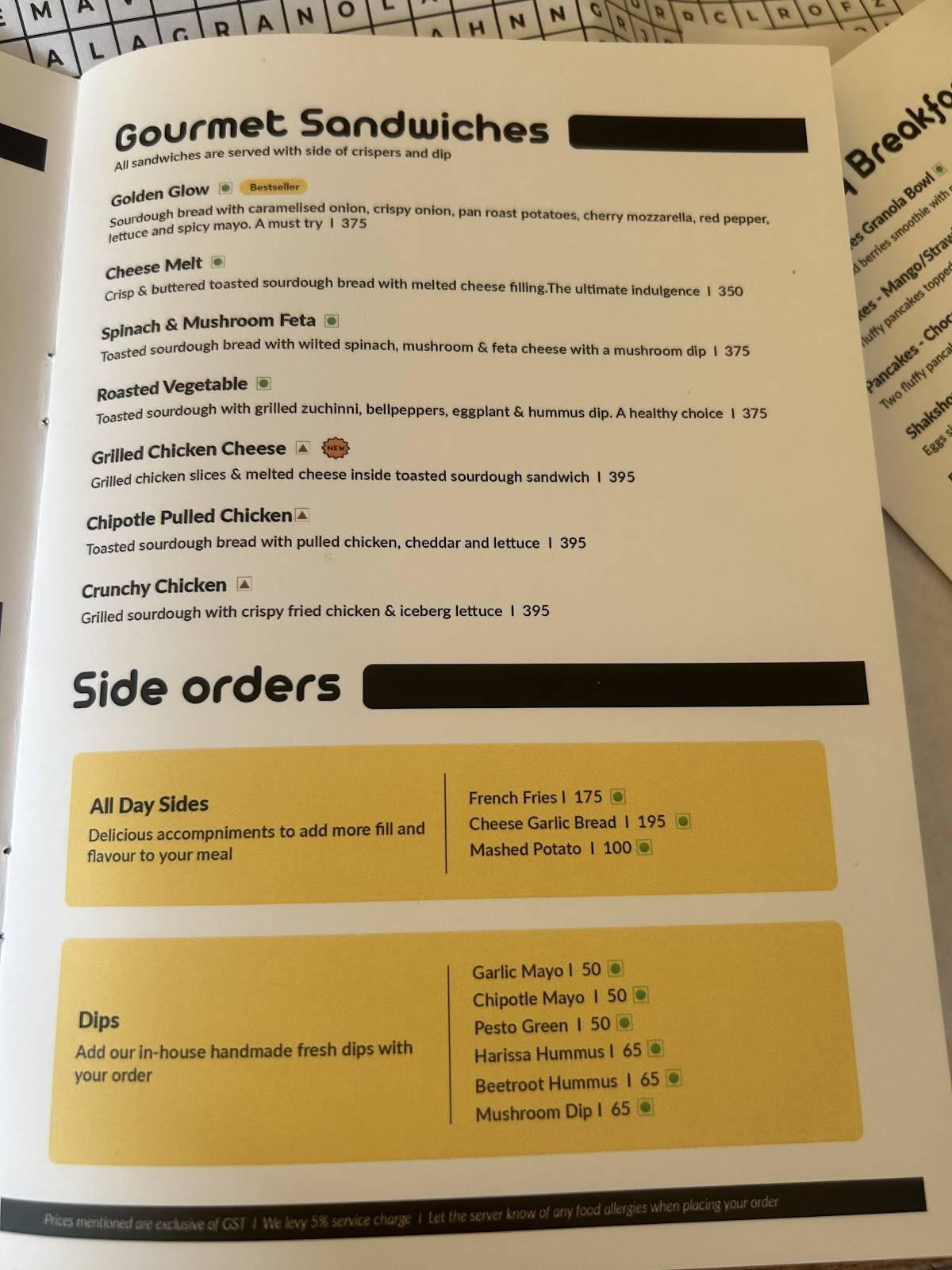 Cafe Kuvo menu