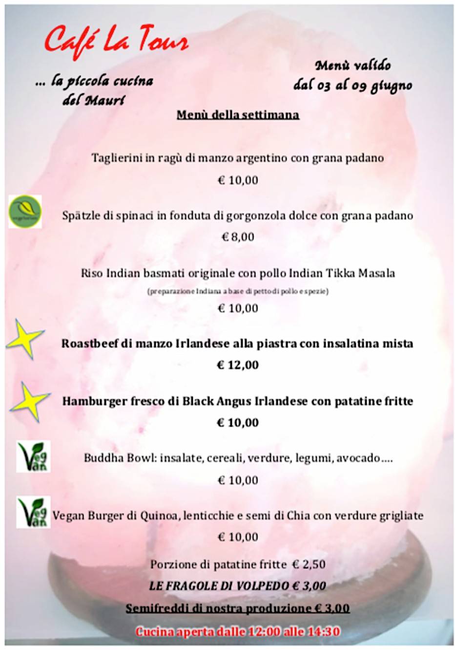 Menu di Cafe' La Tour Di Maurizio Villa & C. Sas 