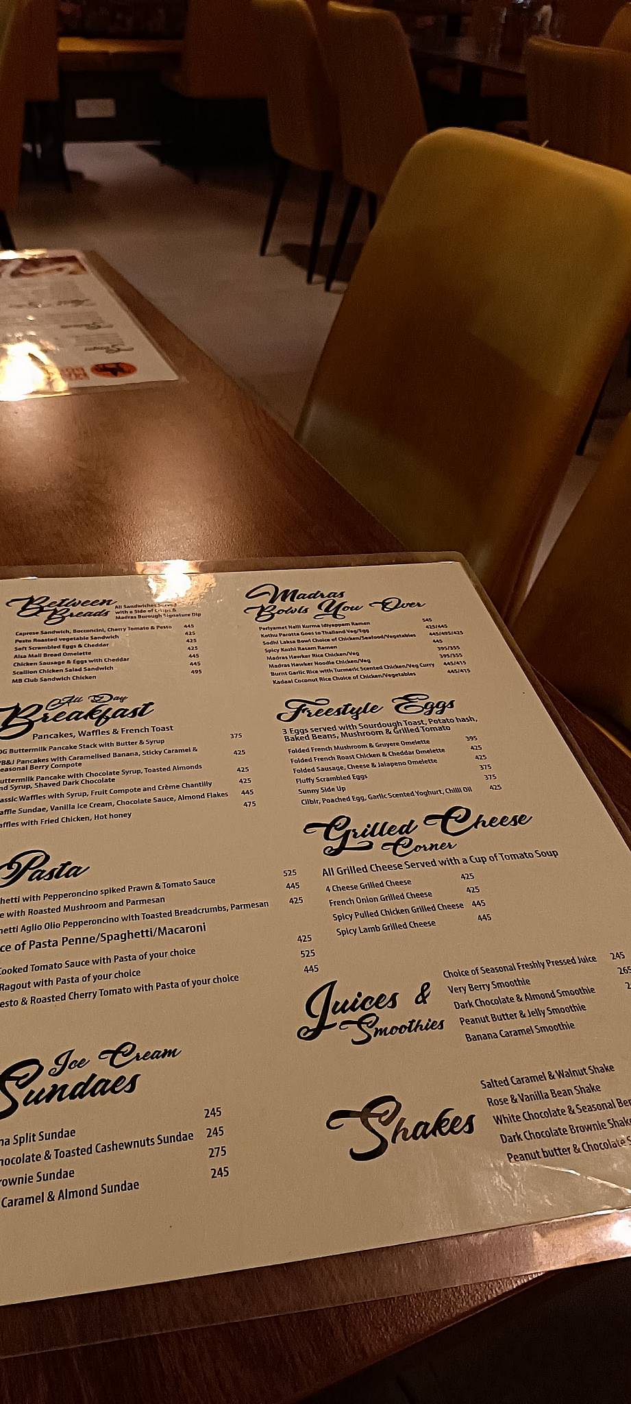 Cafe Madras Borough menu