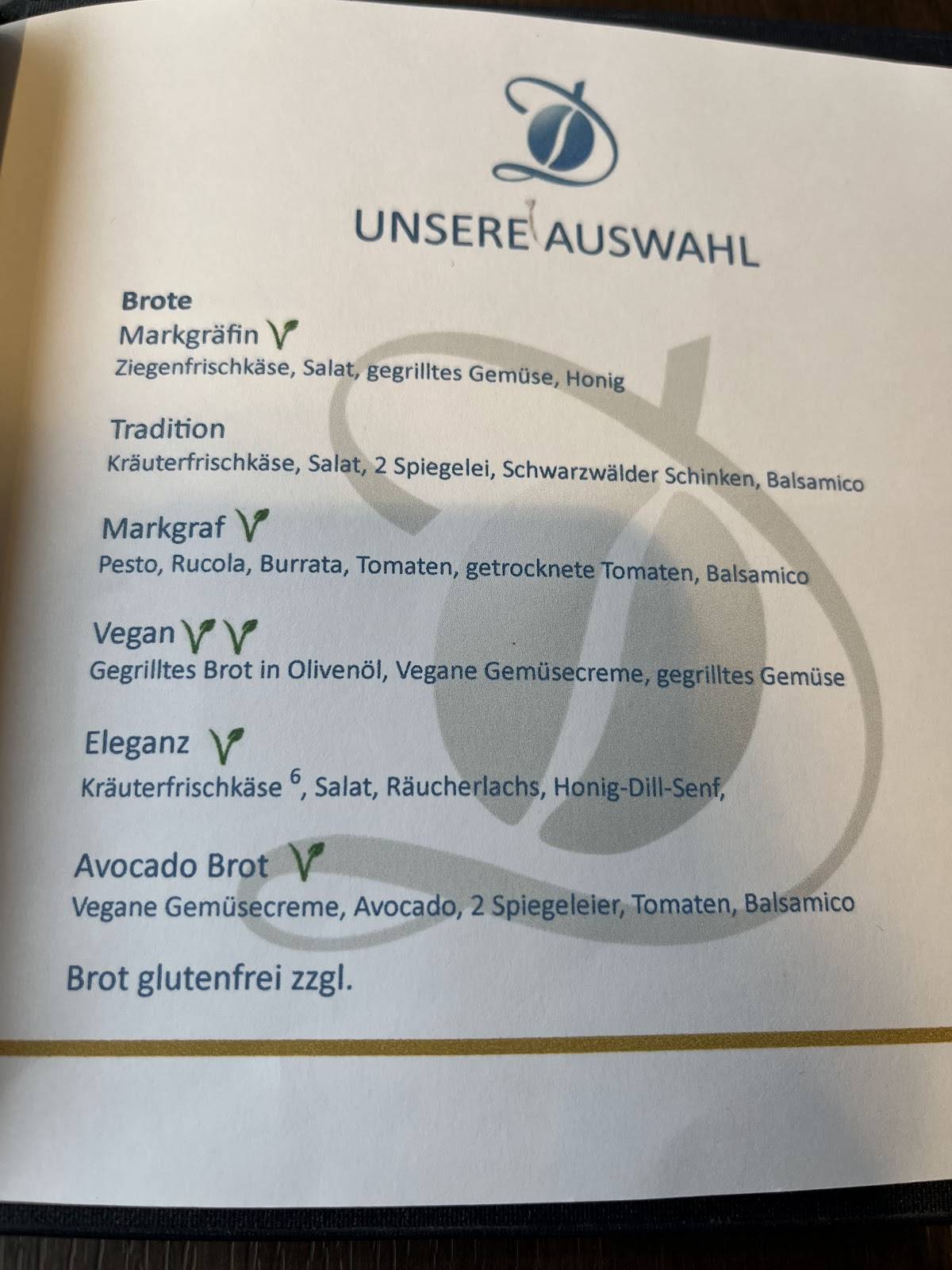 Menu de Café Markgraf