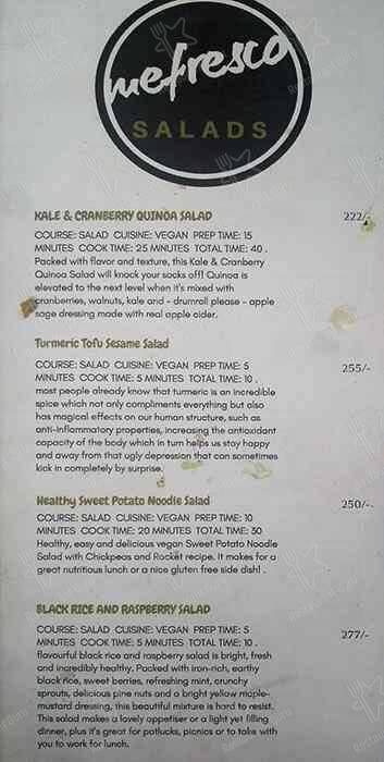 Cafe Mefresco menu