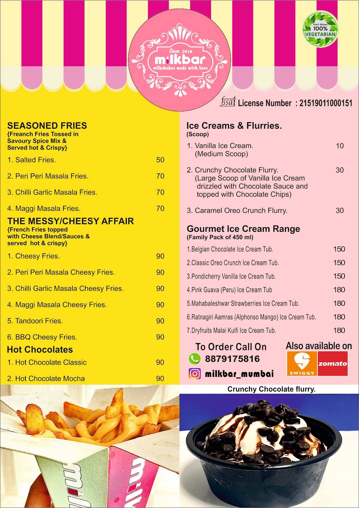 Milkbar menu