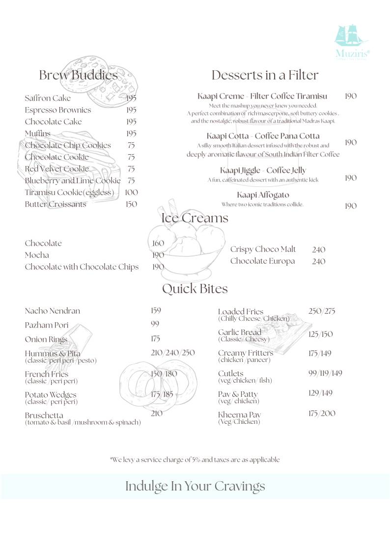Cafe Muziris menu