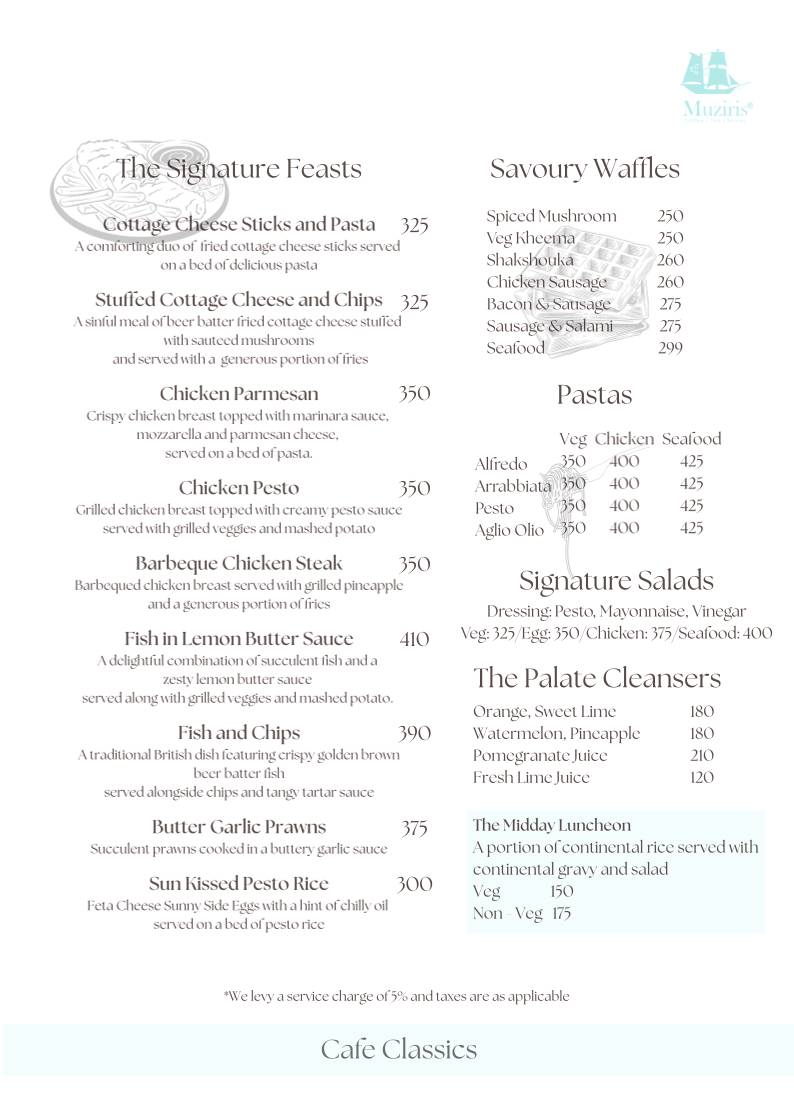Cafe Muziris menu