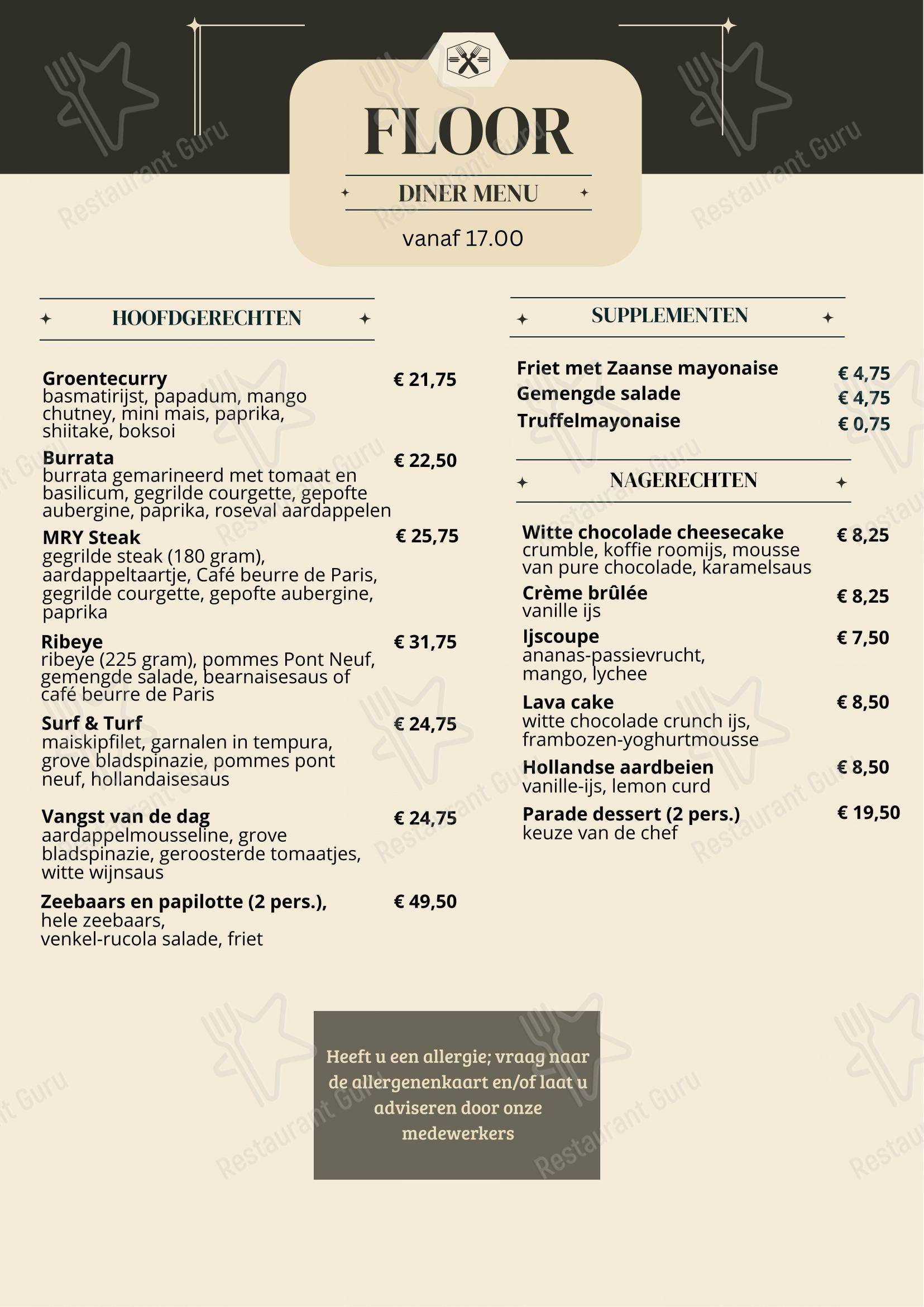 Cafe Restaurant Floor dans Rotterdam - Menu bar