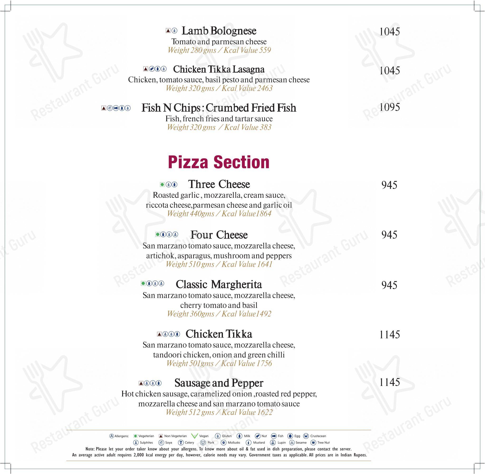 Menu for the Cafe Resto restaurant