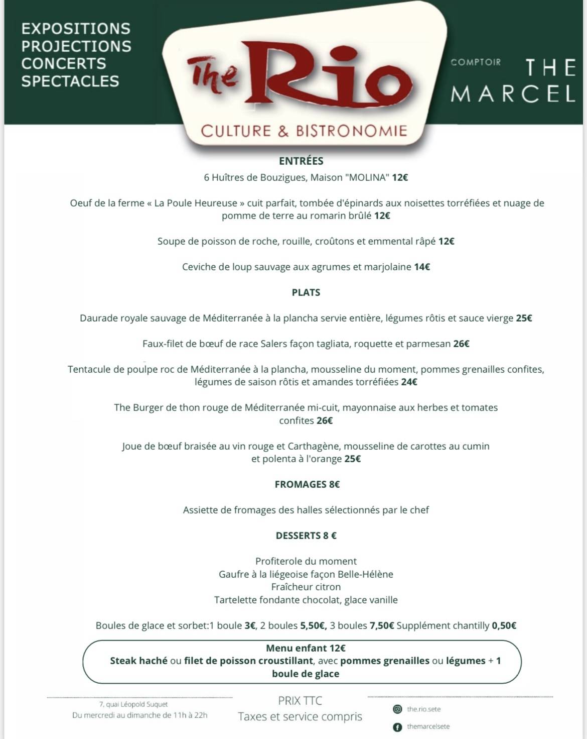 Menu de Rio