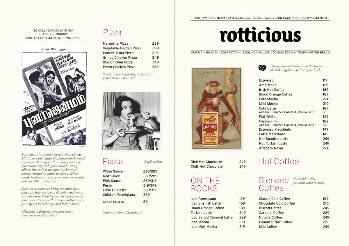 Rotticious Cafe menu