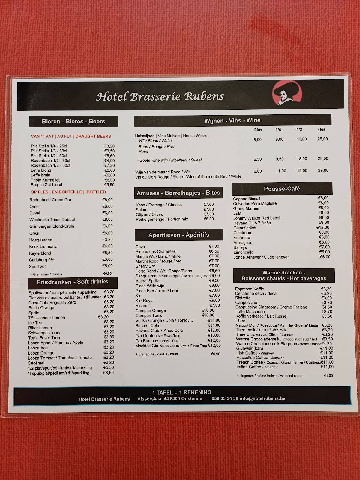 Menu de Cafe Rubens