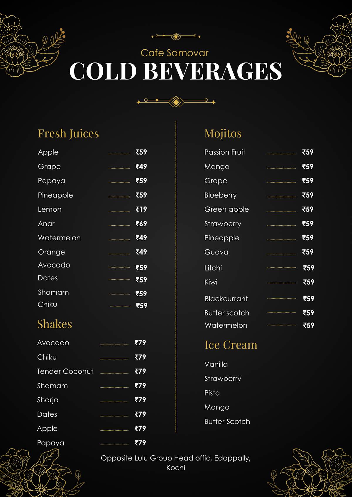 Cafe Samovar menu