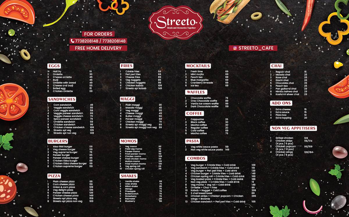 Streeto Cafe menu