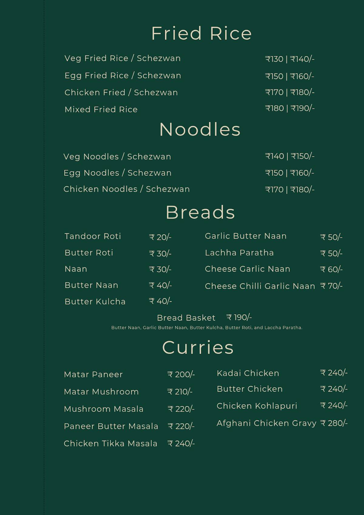 The Bridge Resto Cafe menu