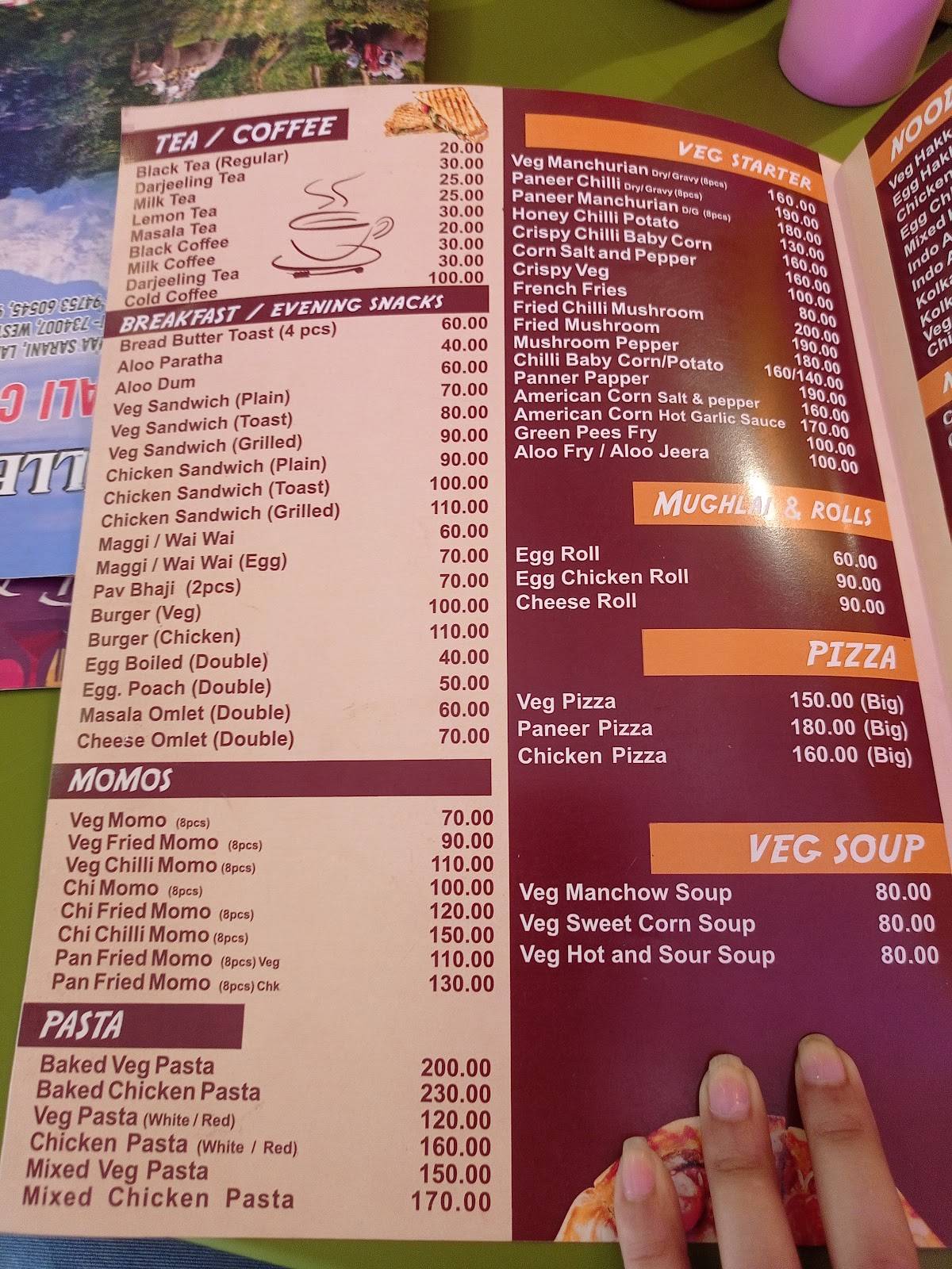 The Gallery Cafe menu