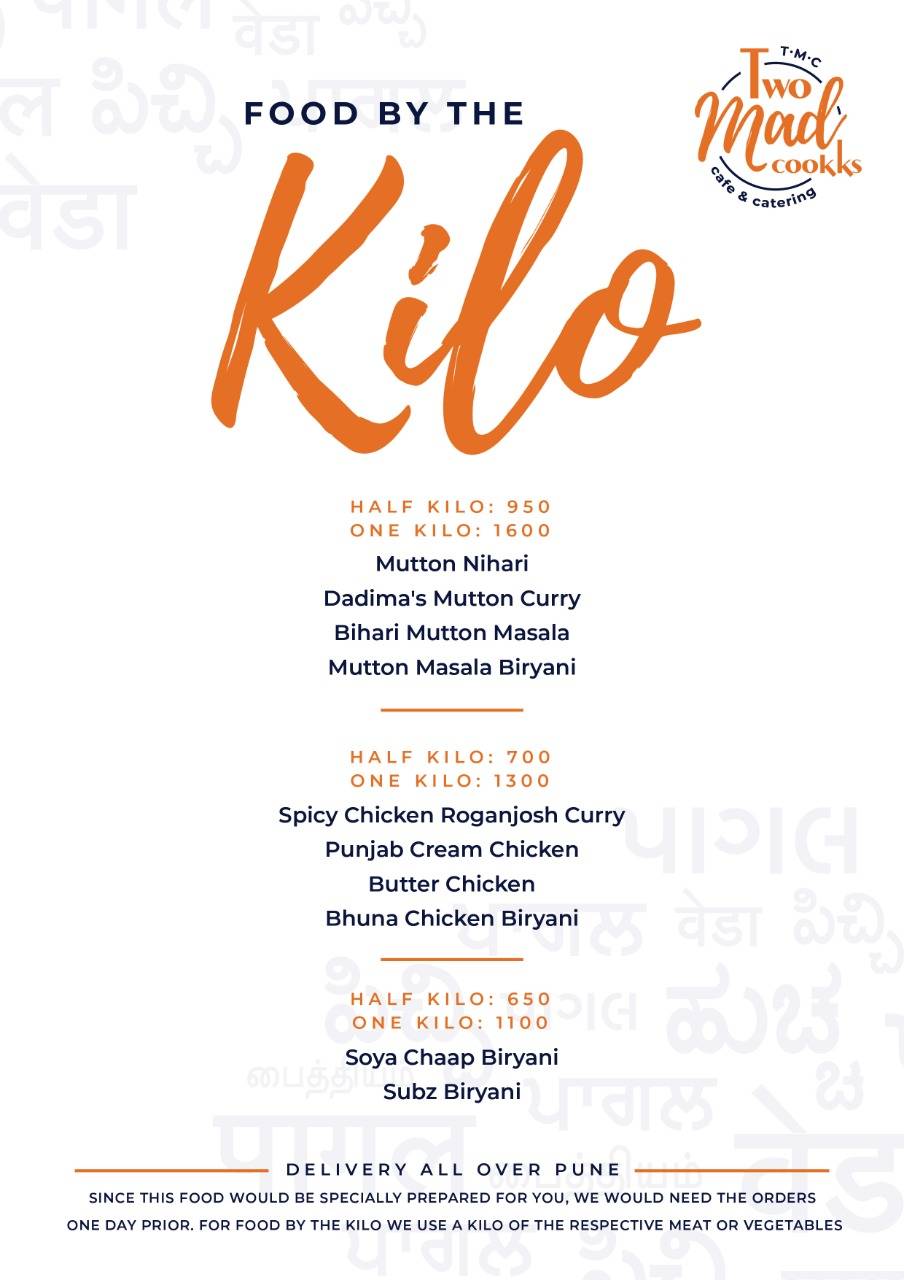 Two Mad Cookks - The Best Catering Company in Pune menu