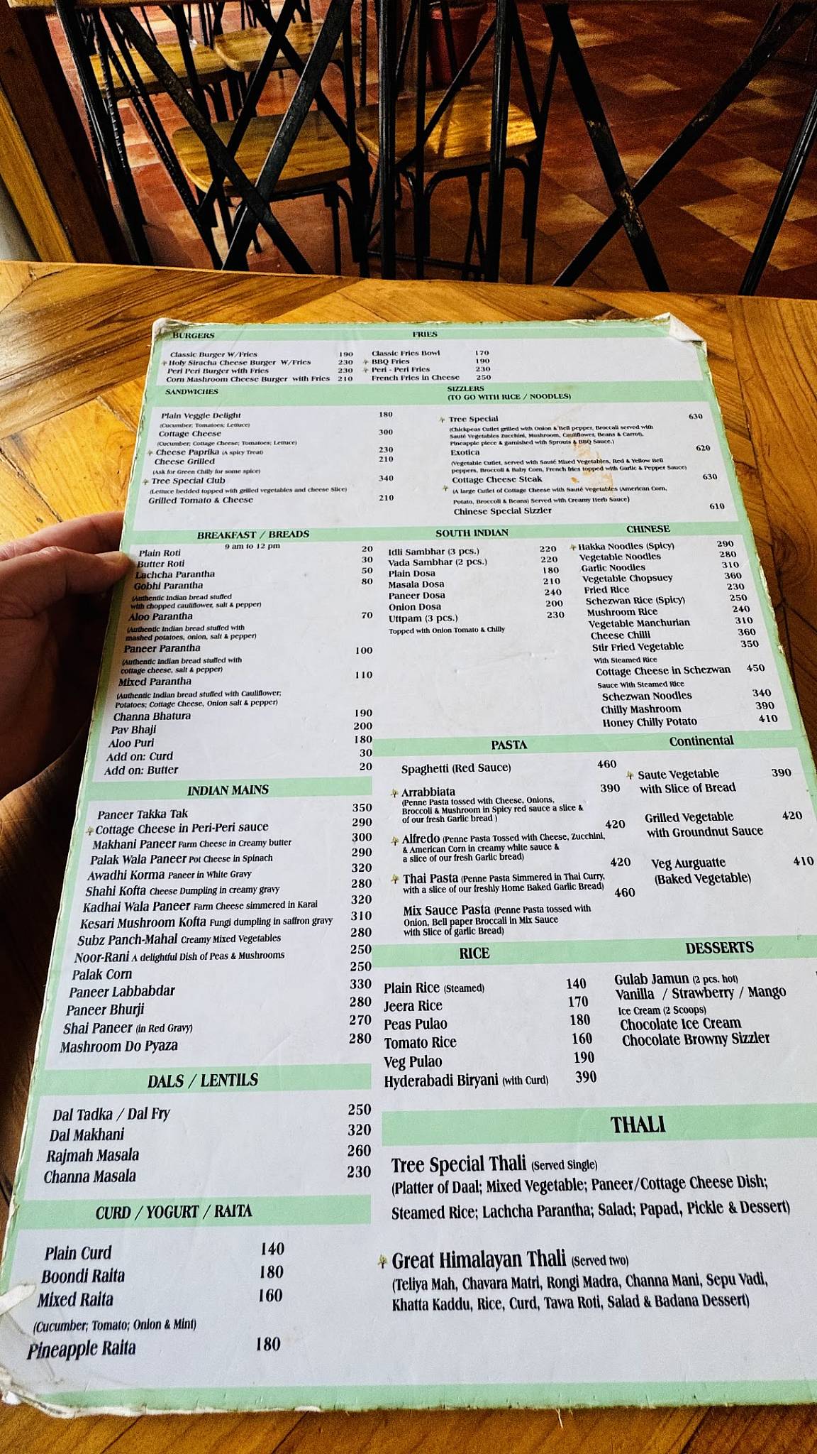 Cafe Under Tree menu
