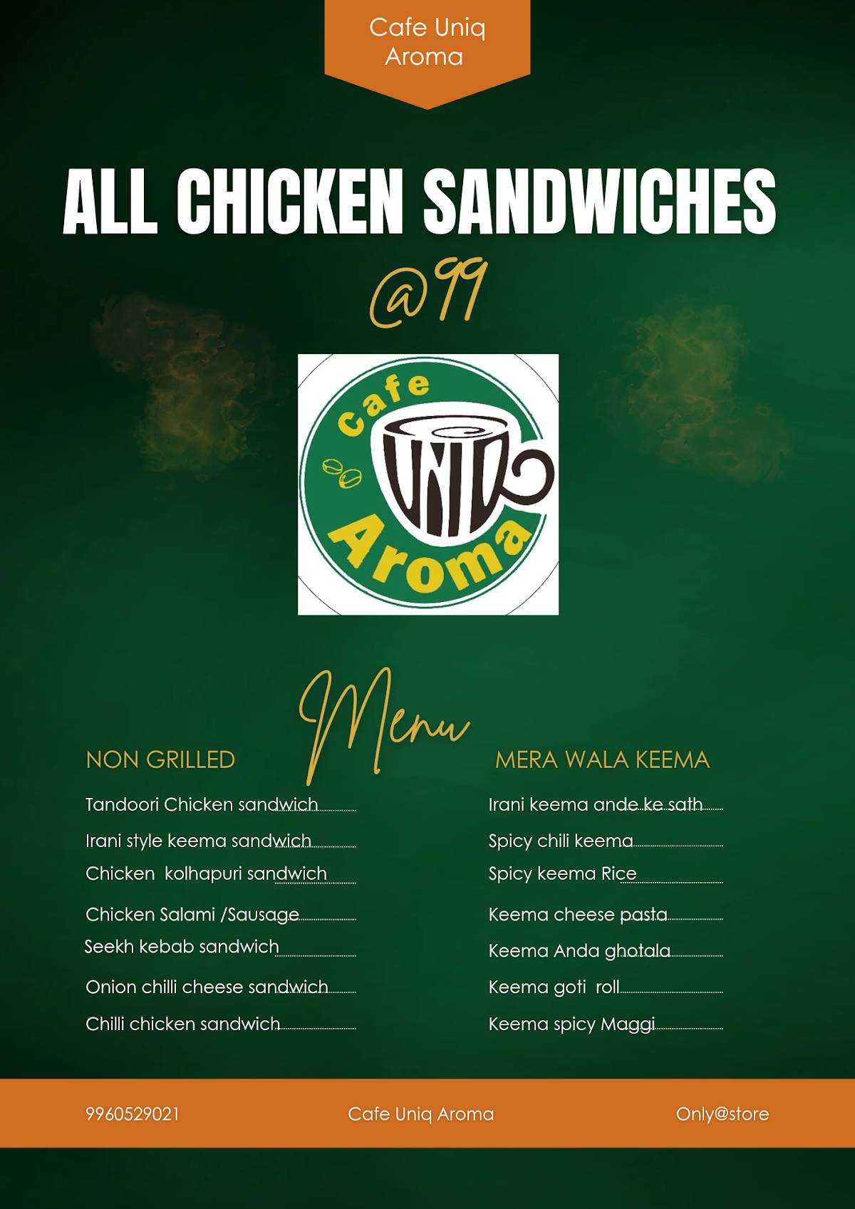 Cafe Uniq Aroma (cloud kitchen) menu