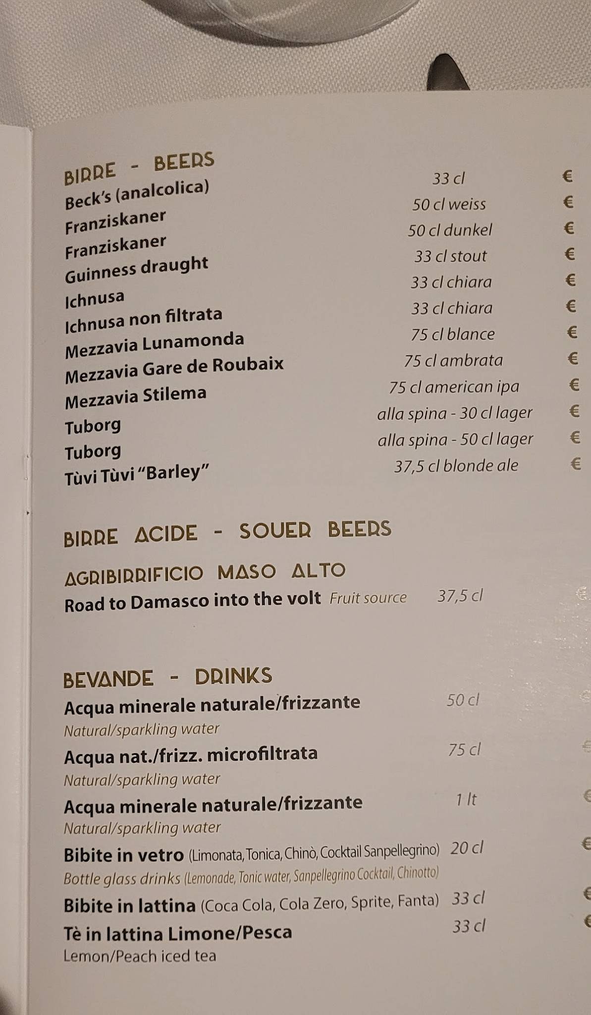 Menu di Zenith Ristorante Pizzeria Enoteco 